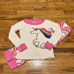 Hanna Andersson Cream and Pink Unicorn Pajama Set